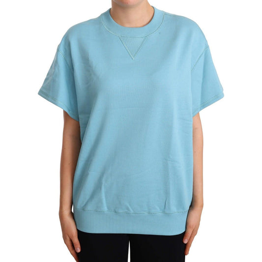 Dolce & Gabbana Blue Cotton Short Sleeves Crew Neck Top