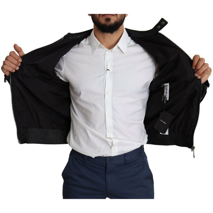 Dolce & Gabbana Black Nylon Full Zip Men Bomber Coat Jacket 1728,40% Leather,67345645728,Black,Bombers - Jackets & Coats - Clothing,Clothing,Dolce & Gabbana,IT44 | XS,IT48 | M,Jackets & Coats - Clothing,Jackets - Men - Clothing,Material: 60% Nylon,Men,Men