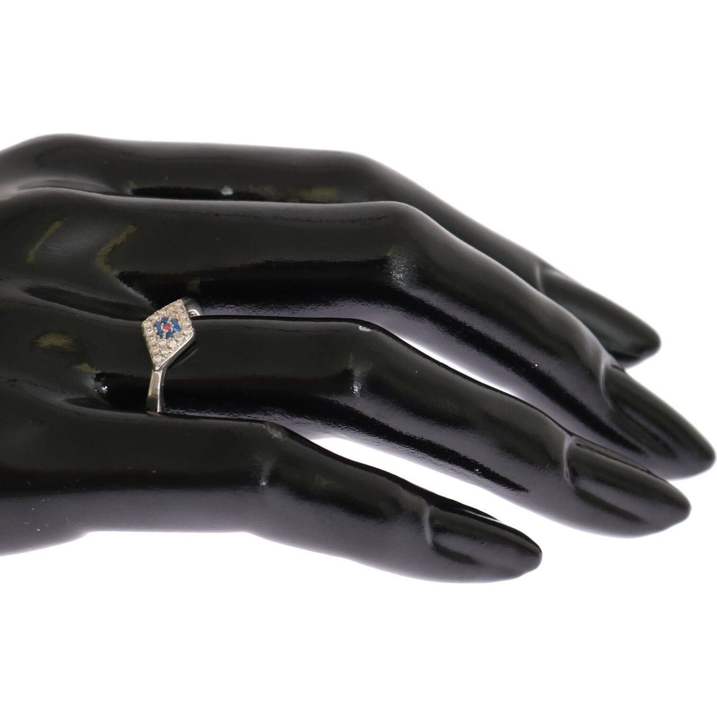 Nialaya Blue Red CZ 925 Silver Womens Clear Ring Ring