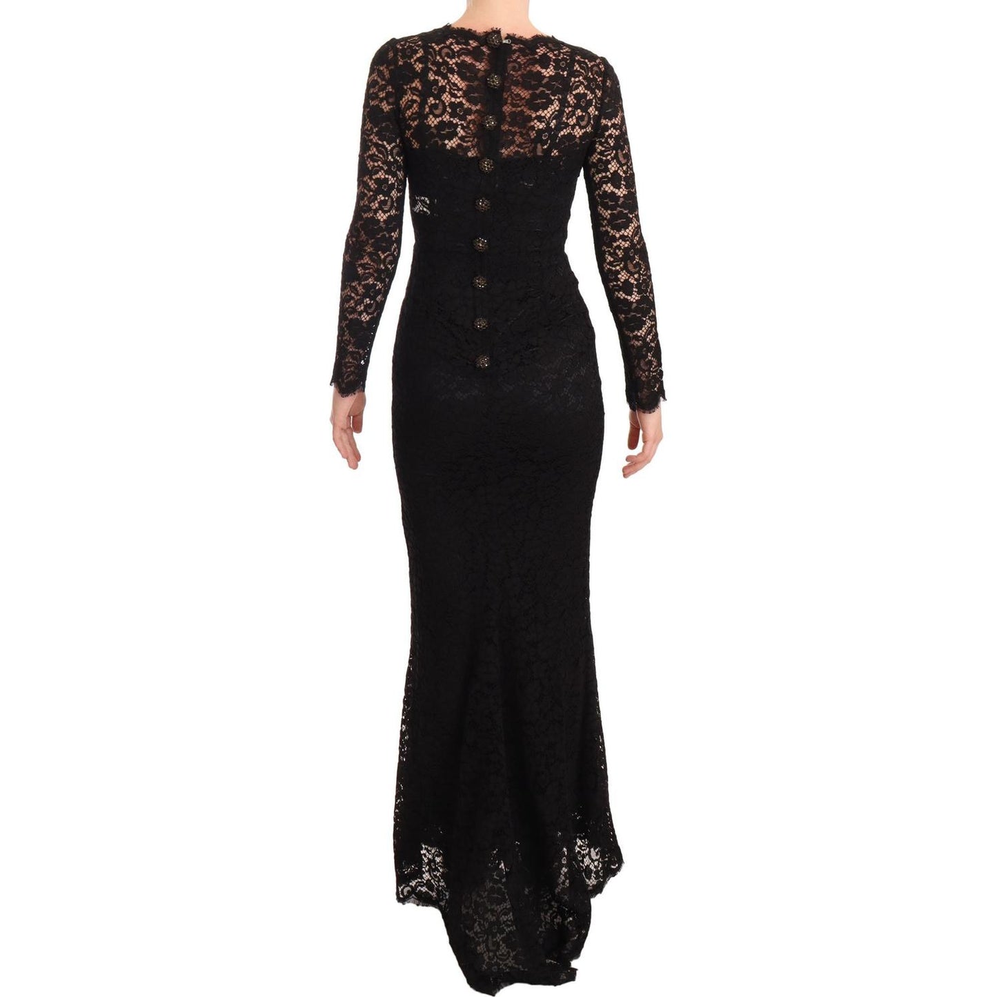 Dolce & Gabbana Elegant Laminated Lace Mermaid Dress WOMAN DRESSES Dolce & Gabbana