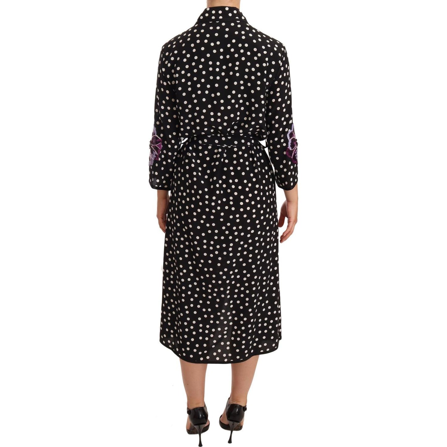 Dolce & Gabbana Elegant Silk Polka Dot Sequin Midi Dress WOMAN DRESSES Dolce & Gabbana