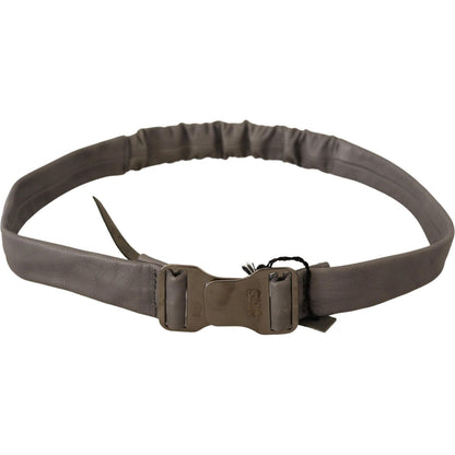 Costume National Gray Leather Silver Buckle Waist Belt