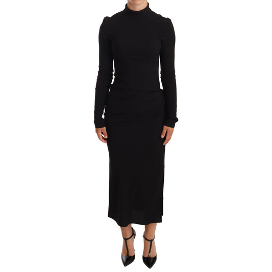 Dolce & Gabbana Elegant Black Turtleneck Sheath Dress WOMAN DRESSES Dolce & Gabbana