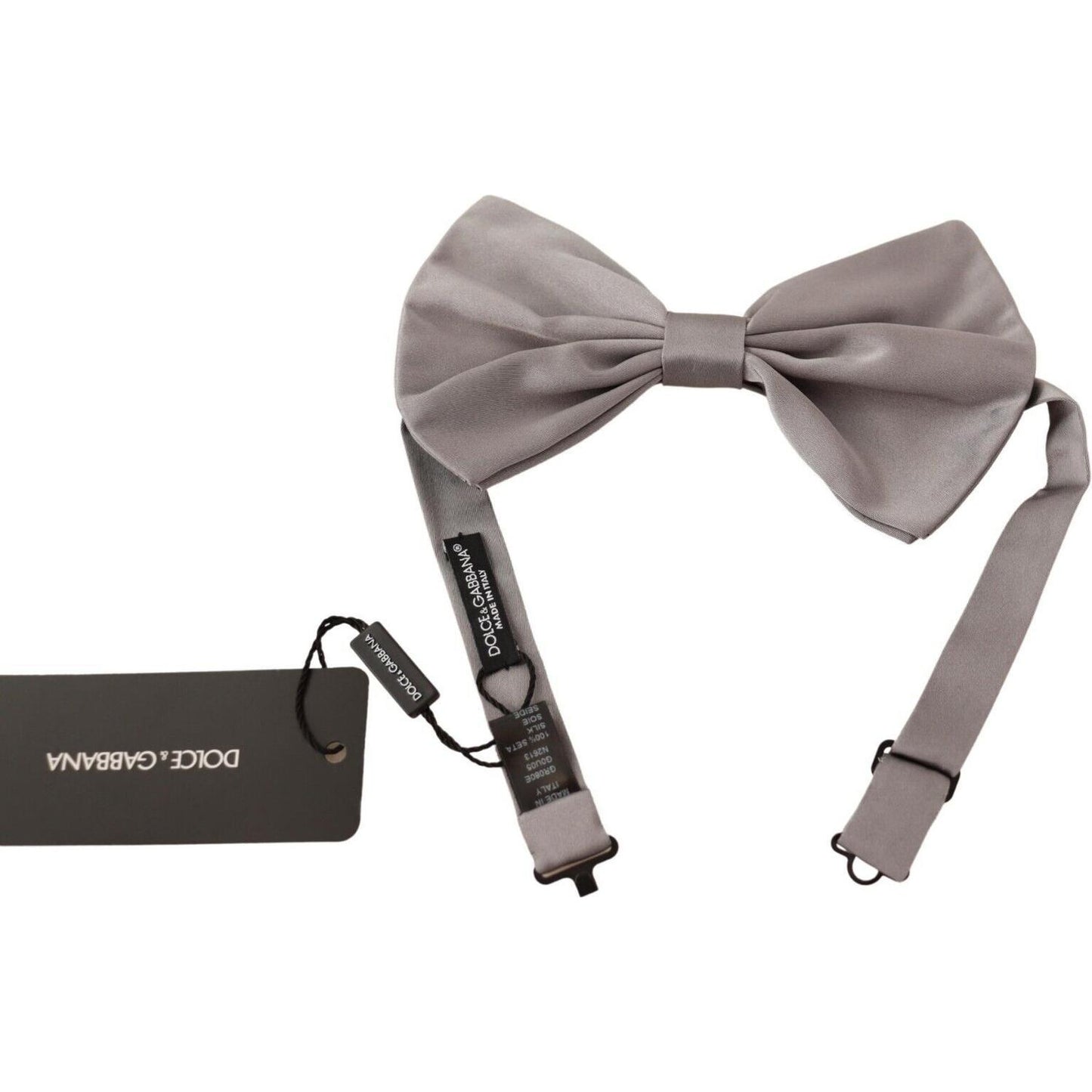 Dolce & Gabbana Elegant Silver Grey Silk Bow Tie Dolce & Gabbana