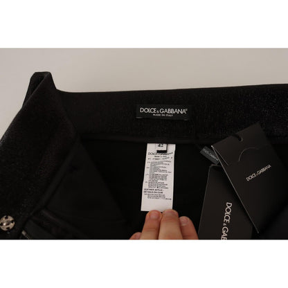 Dolce & Gabbana Black Silver Lurex Thread Cotton Stretch Pants
