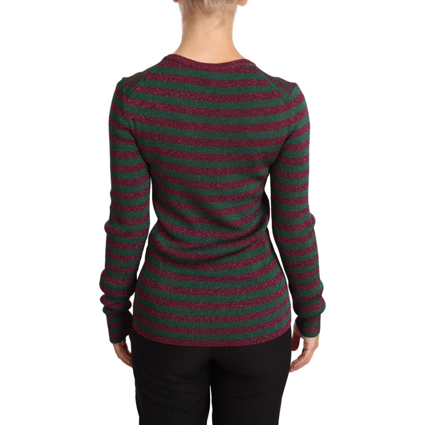 Dolce & Gabbana Multicolor Striped Crew Neck Pullover Sweater
