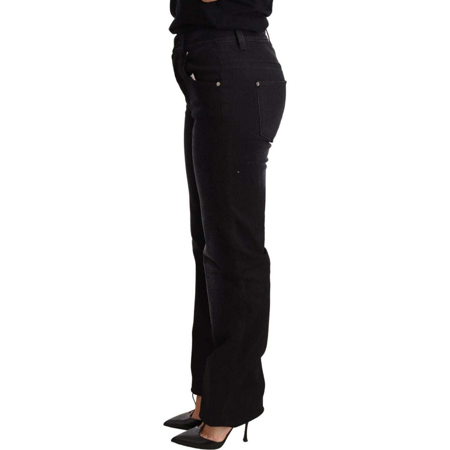 Ermanno Scervino Black Washed Straight Denim Trouser Cotton Jeans