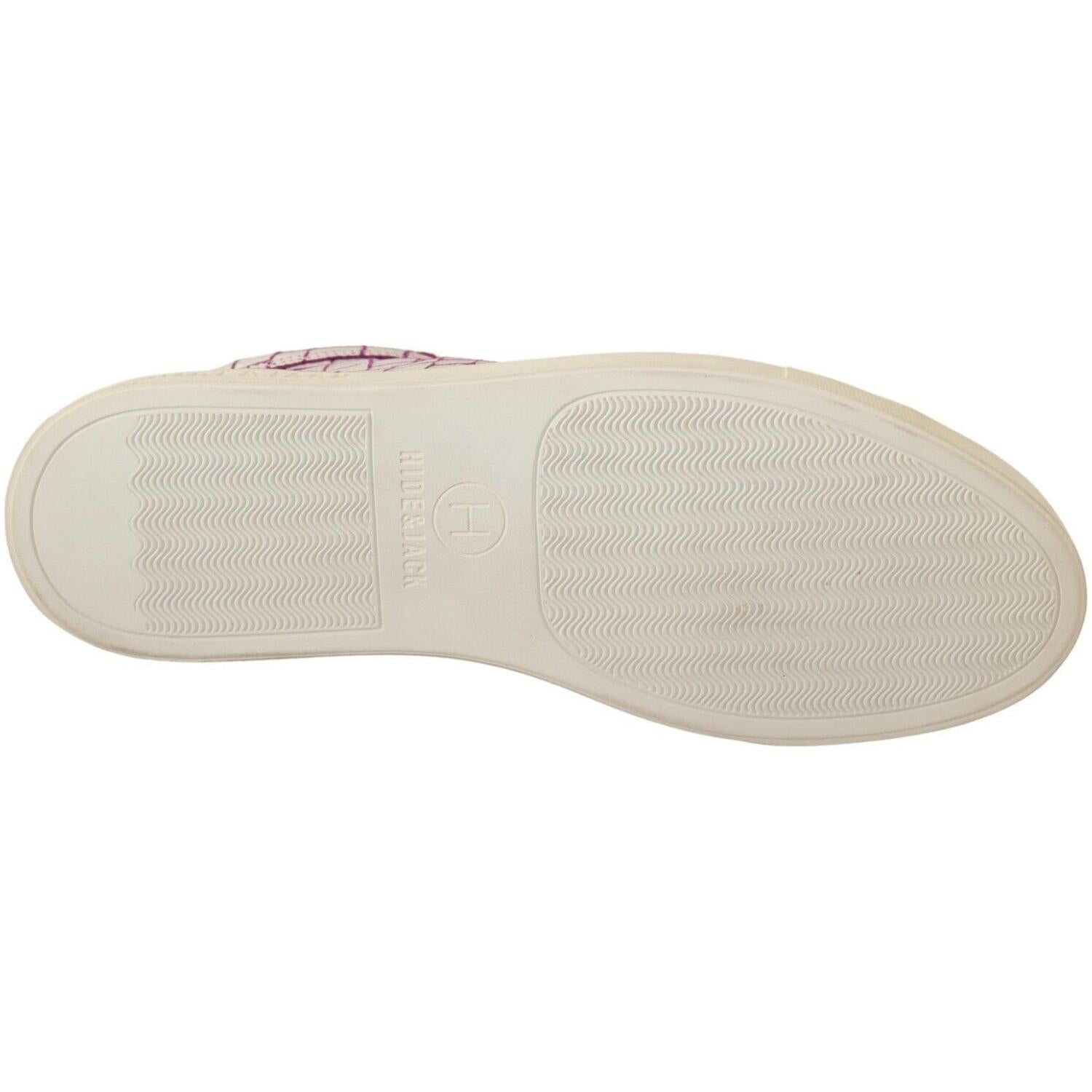 حذاء رياضي أنيق باللونين الأبيض والبورجوندي من HIDE &amp; JACK مصنوع من الجلد بقصّة متوسطة الطول