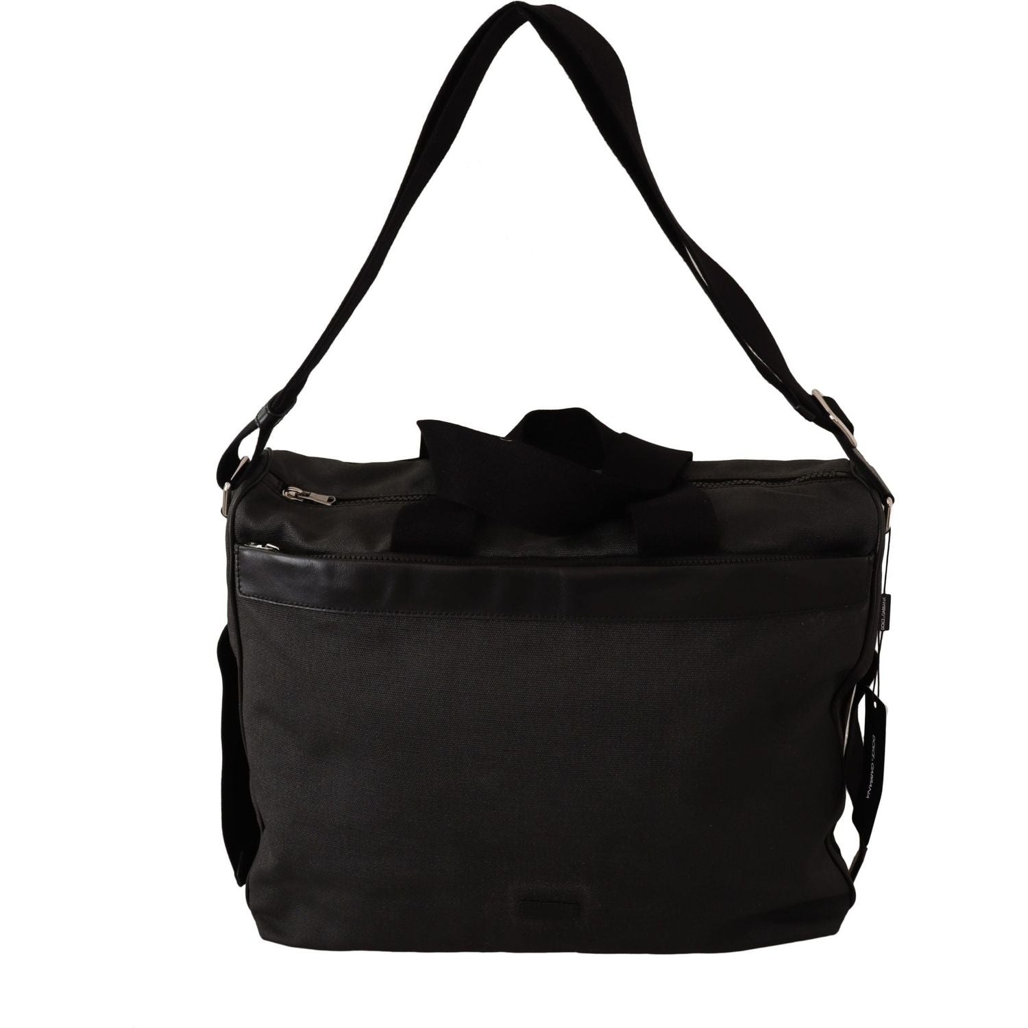 Front view with bag zipped and handles upright.