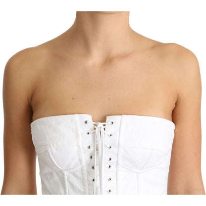 Dolce & Gabbana White PALERMO Bustier Cotton Top Corset