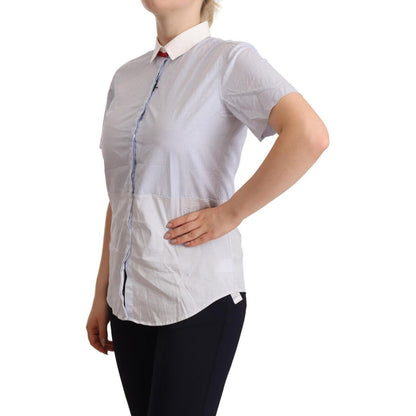 AGLINI Light Blue Cotton Short Sleeves Collared Polo Top WOMAN T-SHIRTS