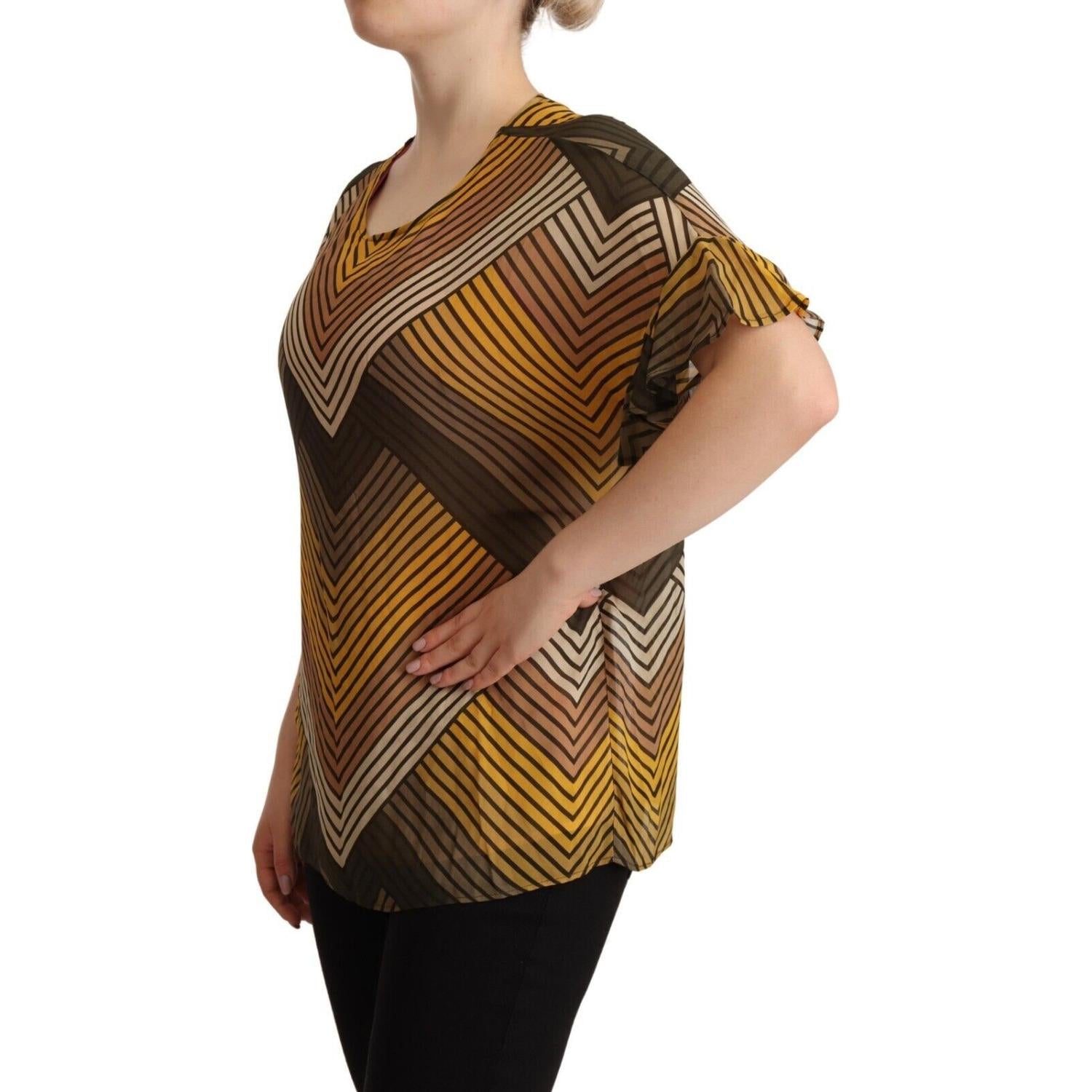 بلوزة توين سيت أنيقة مخططة متعددة الألوان بأكمام قصيرة