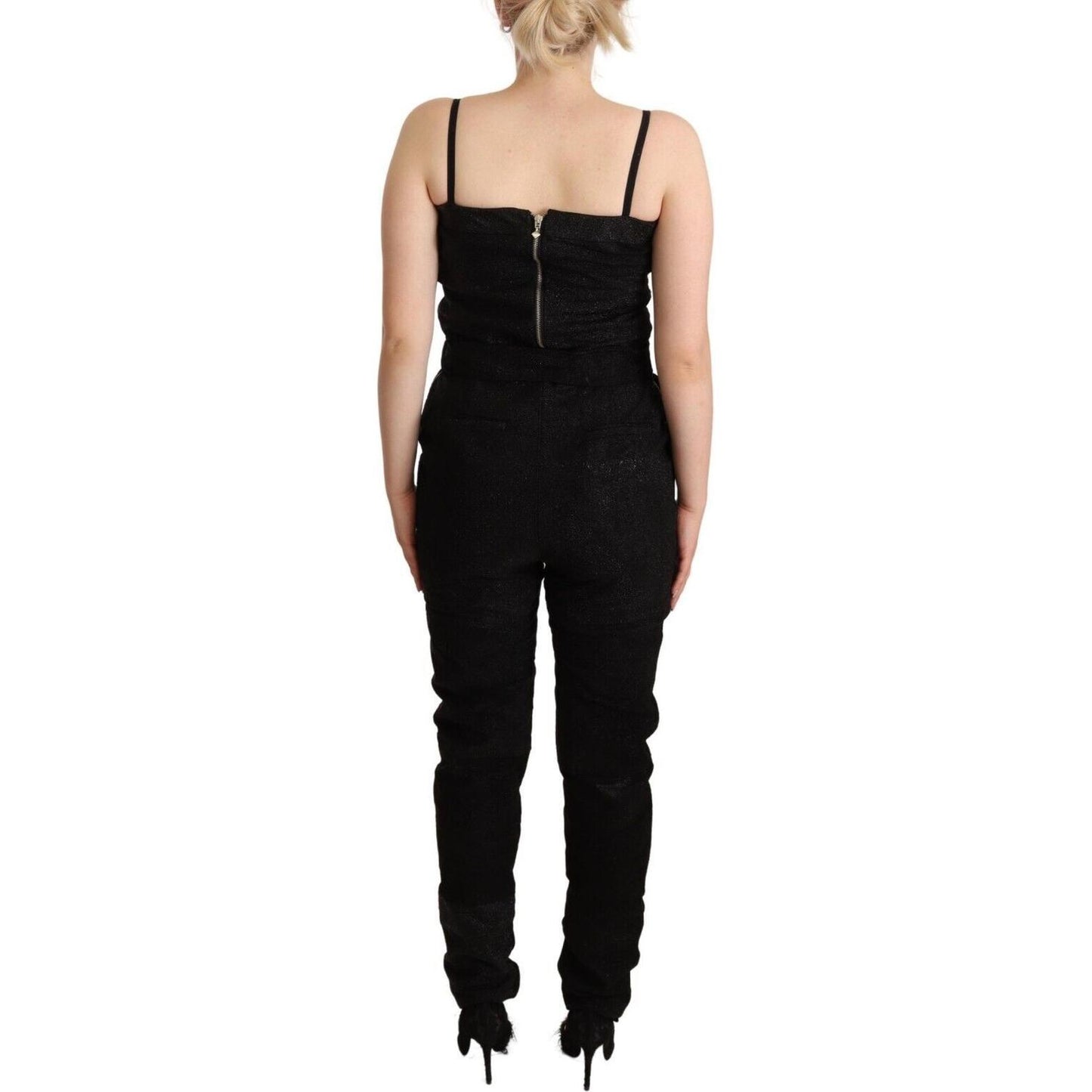 La Maison du Couturier Elegant Sleeveless Jumpsuit Dress in Black Jeans & Pants La Maison du Couturier