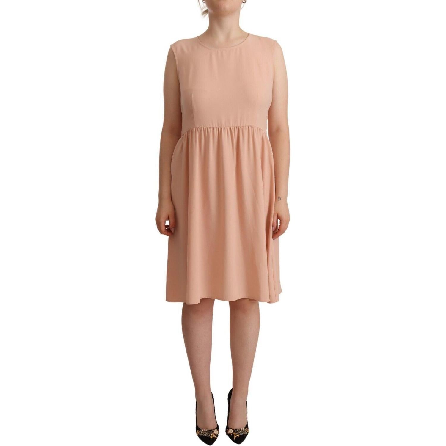 فستان توين سيت أنيق باللون البيج بدون أكمام