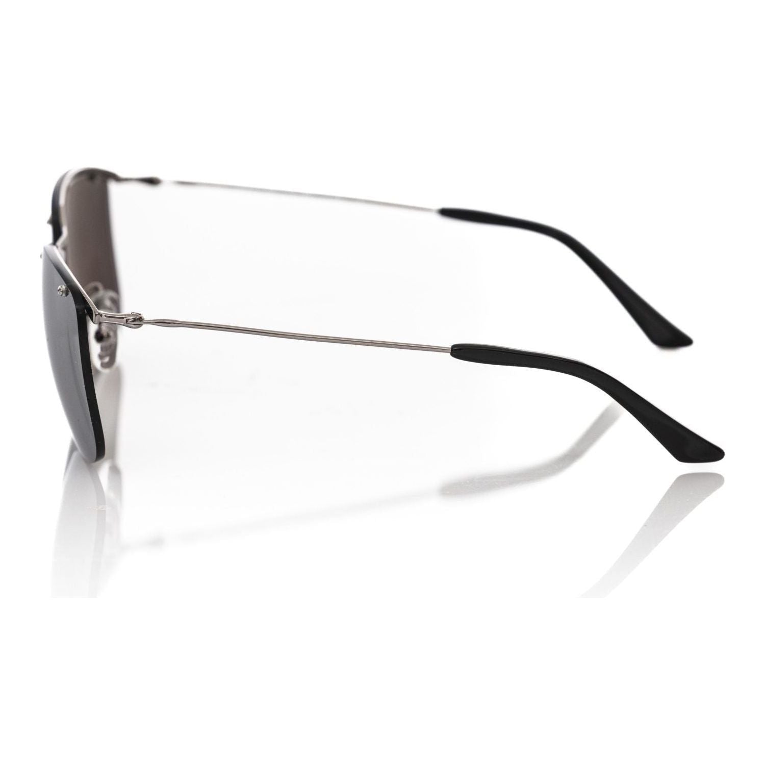 Frankie Morello Silver Metallic Fibre Men Sunglass