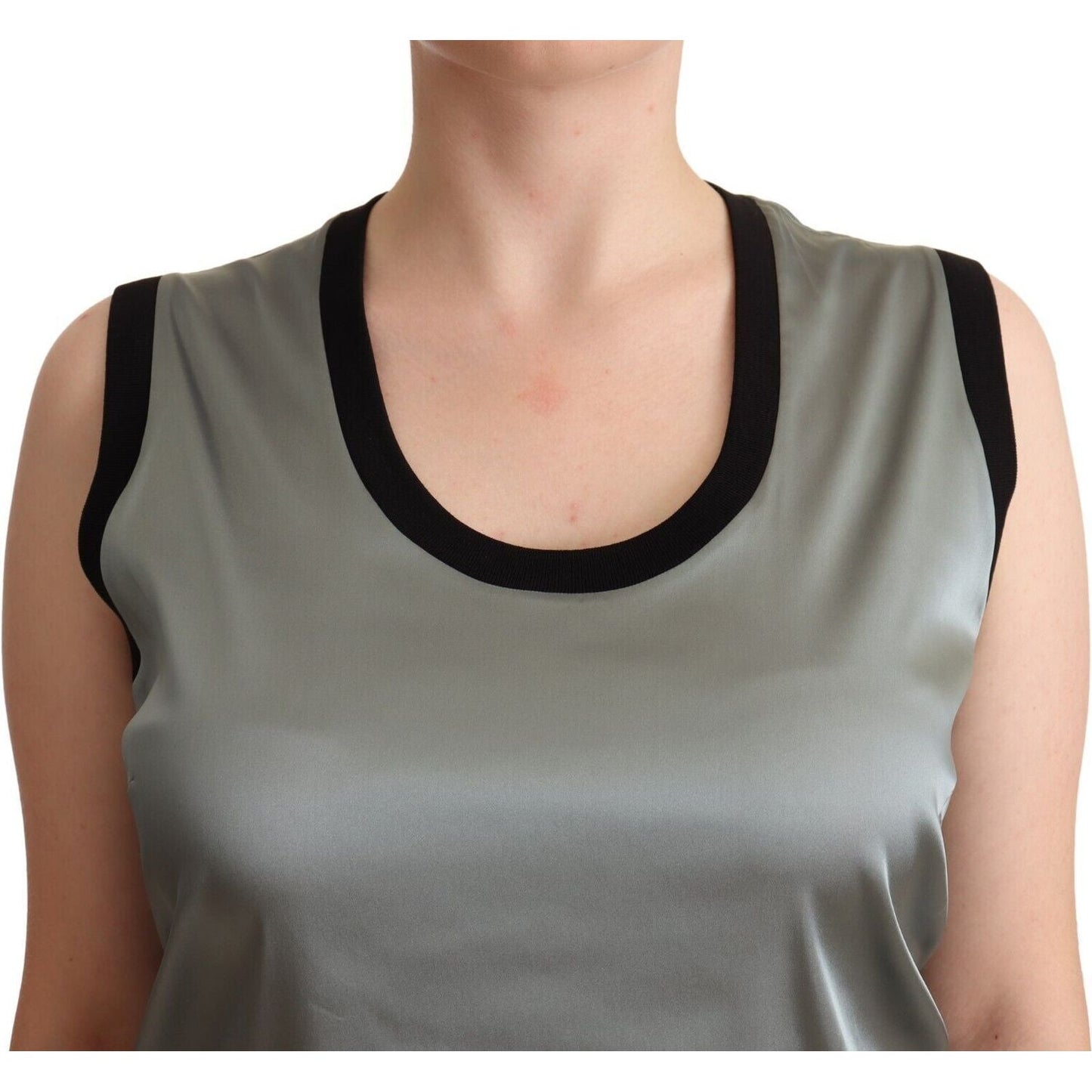 Dolce & Gabbana Silver Round Neck Sleeveless Casual Tank Top