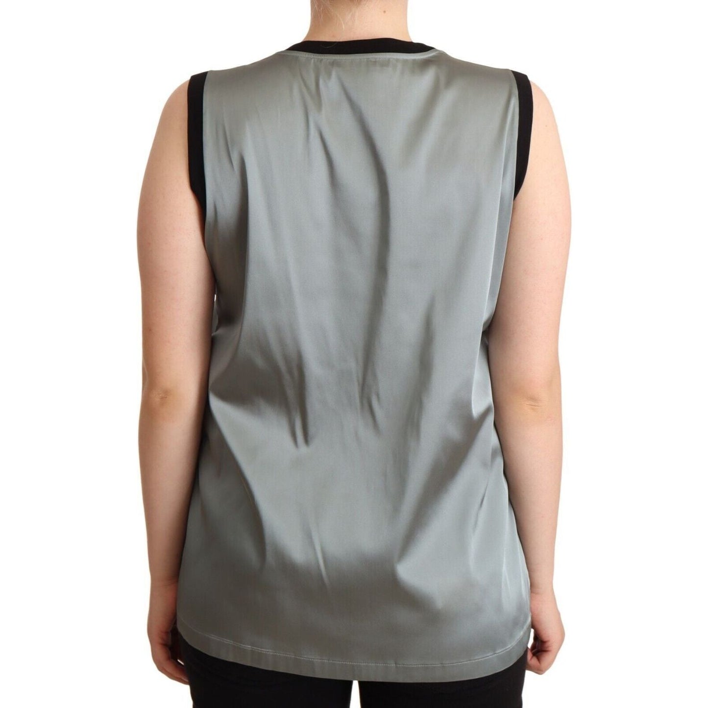 Dolce & Gabbana Silver Round Neck Sleeveless Casual Tank Top