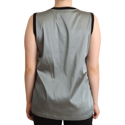 Dolce & Gabbana Silver Round Neck Sleeveless Casual Tank Top
