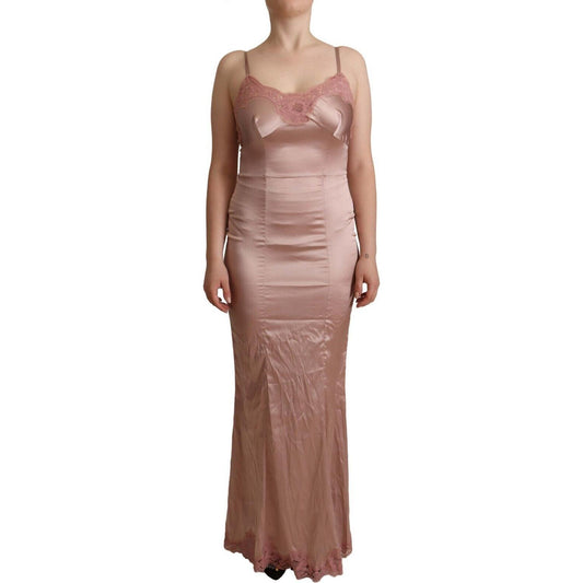 Dolce & Gabbana Elegant Pink Lace Maxi Bodycon Dress WOMAN DRESSES Dolce & Gabbana