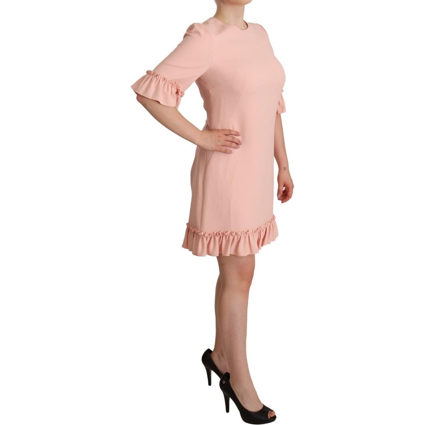 Dolce & Gabbana Ruffled Sleeve Sheath Dress in Pink Dolce & Gabbana