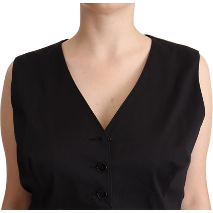 Dolce & Gabbana Black Button Down Sleeveless Vest Waiscoat Top WOMAN TOPS AND SHIRTS