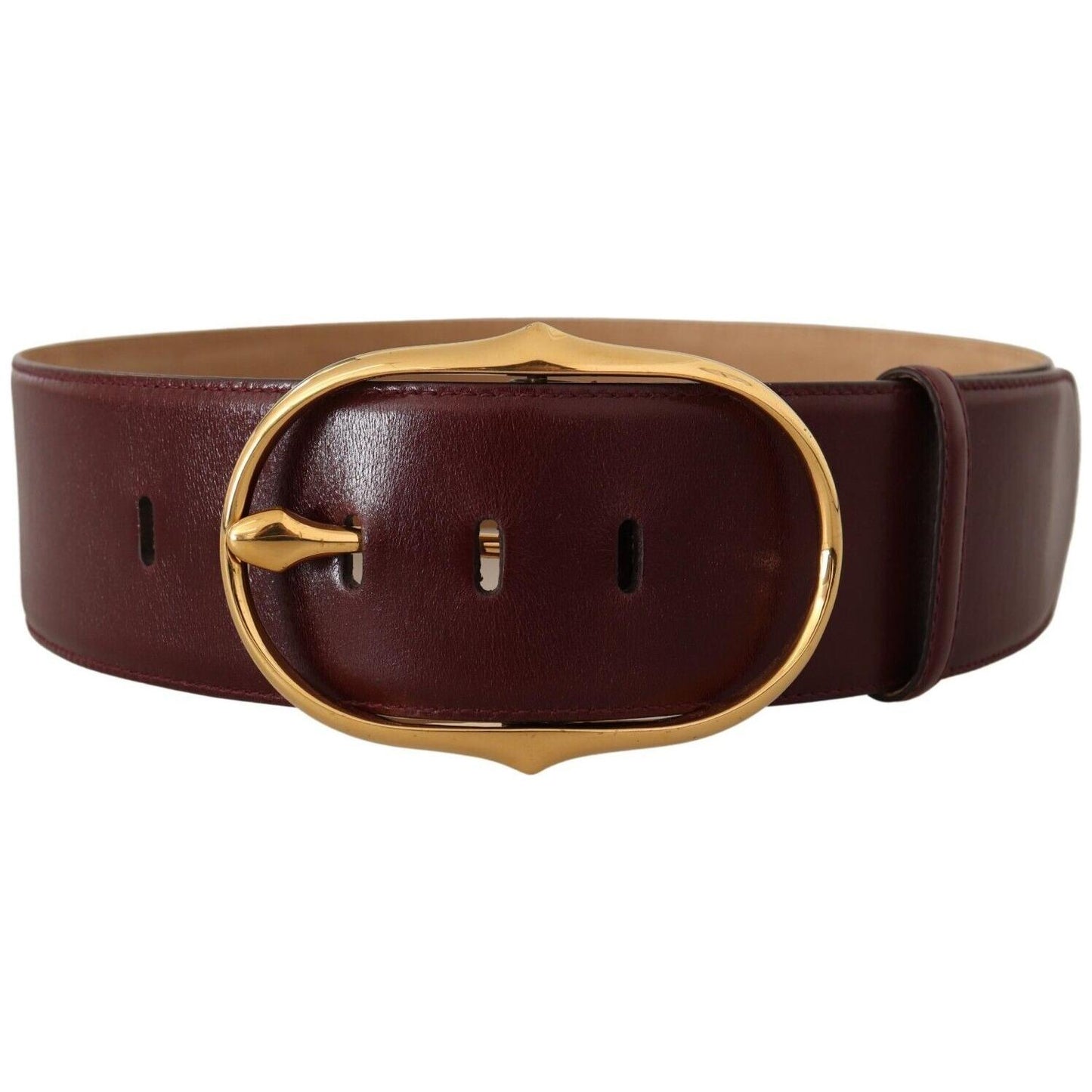 Dolce & Gabbana Elegant Brown Leather Belt with Gold Oval Buckle Dolce & Gabbana