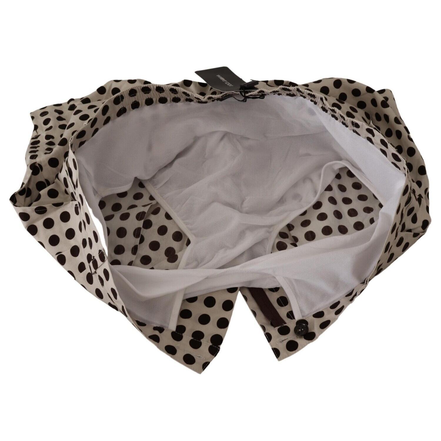 Dolce & Gabbana Black White Polka Dots Cotton Linen Shorts