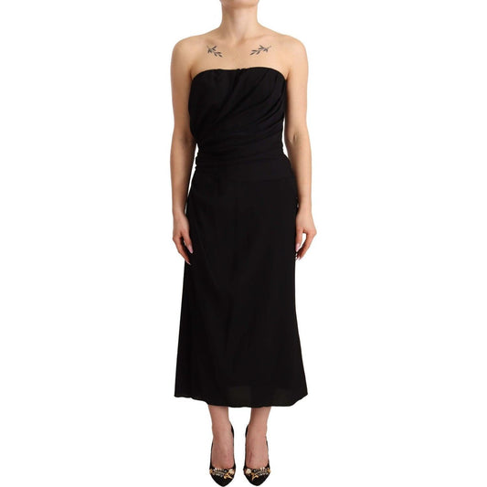 Dolce & Gabbana Elegant Strapless Silk Midi Dress Dolce & Gabbana