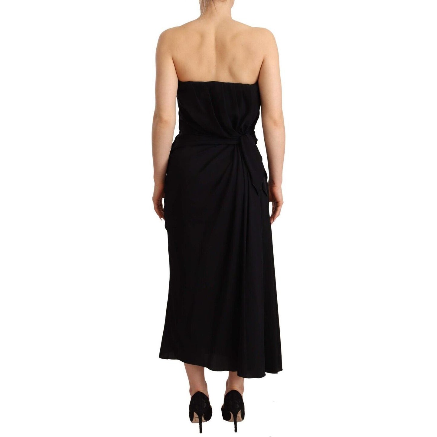 Dolce & Gabbana Elegant Strapless Silk Midi Dress Dolce & Gabbana