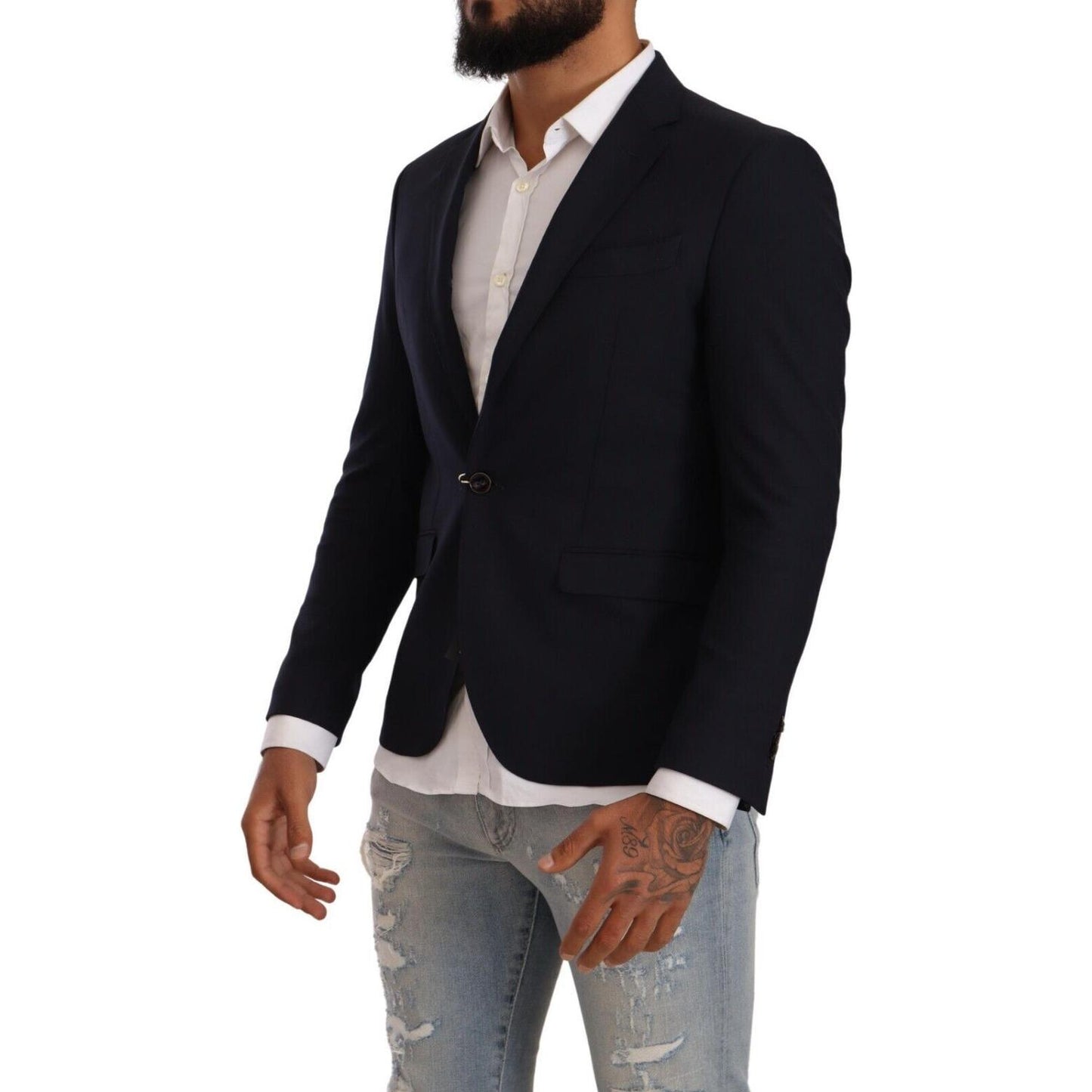 Domenico Tagliente Black Single Breasted One Button Suit Jacket 1728,67345645728,Black,Blazers - Suits & Blazers - Clothing,Clothing,Domenico Tagliente,IT52 | XL,Jackets - Men - Clothing,Men,Men - Clothing,New with tags,Suits & Blazers - Clothing