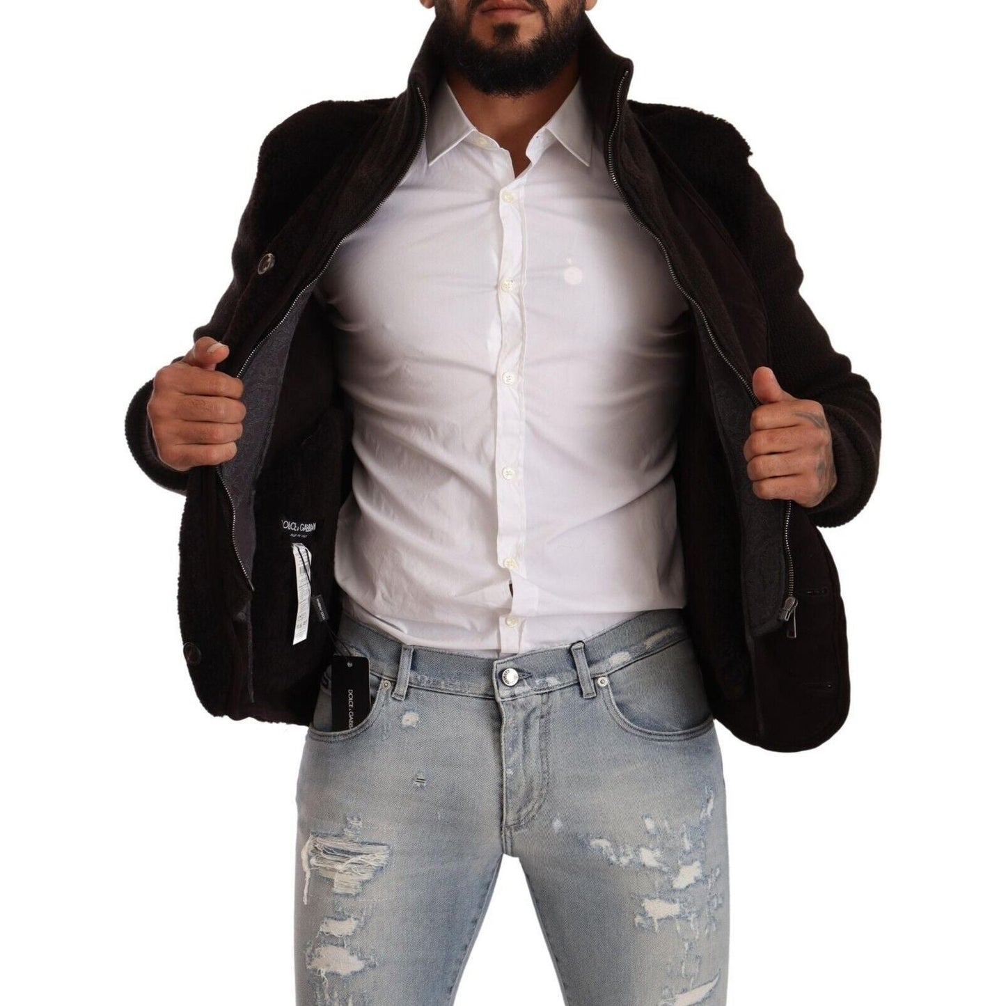 Dolce & Gabbana Black Leather Mens Turtle Neck Coat Jacket 1728,67345645728,Black,Bombers - Jackets & Coats - Clothing,Clothing,Dolce & Gabbana,IT48 | M,Jackets & Coats - Clothing,Jackets - Men - Clothing,Material: 100% Leather,Men,Men - Clothing,New with