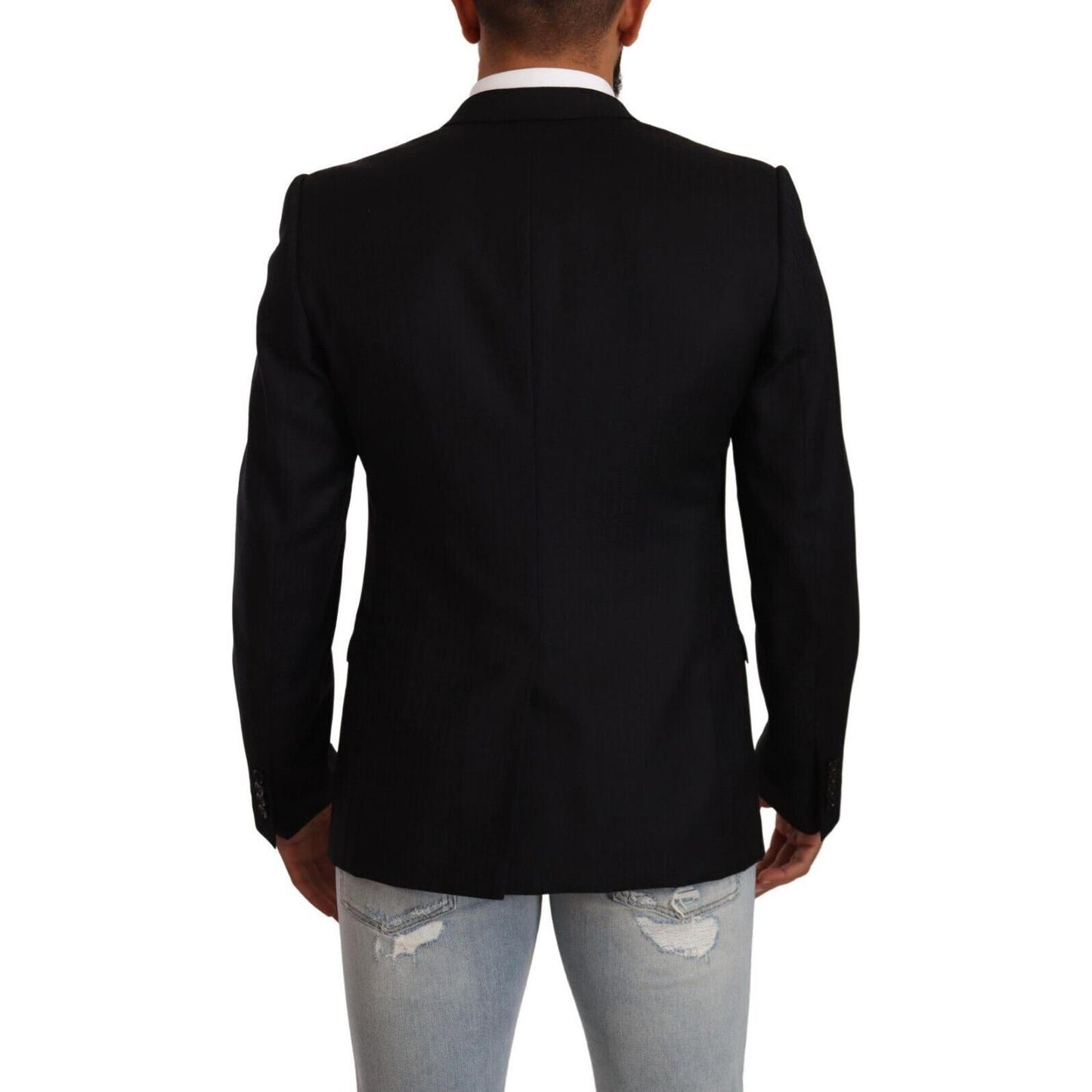 Dolce & Gabbana Black Wool Single Breasted Suit GOLD Jacket 1728,67345645728,Black,Blazers - Suits & Blazers - Clothing,Clothing,Dolce & Gabbana,IT50 | L,Jackets - Men - Clothing,Material: 100% Virgin Wool,Men,Men - Clothing,New with tags,Suits & Blazers