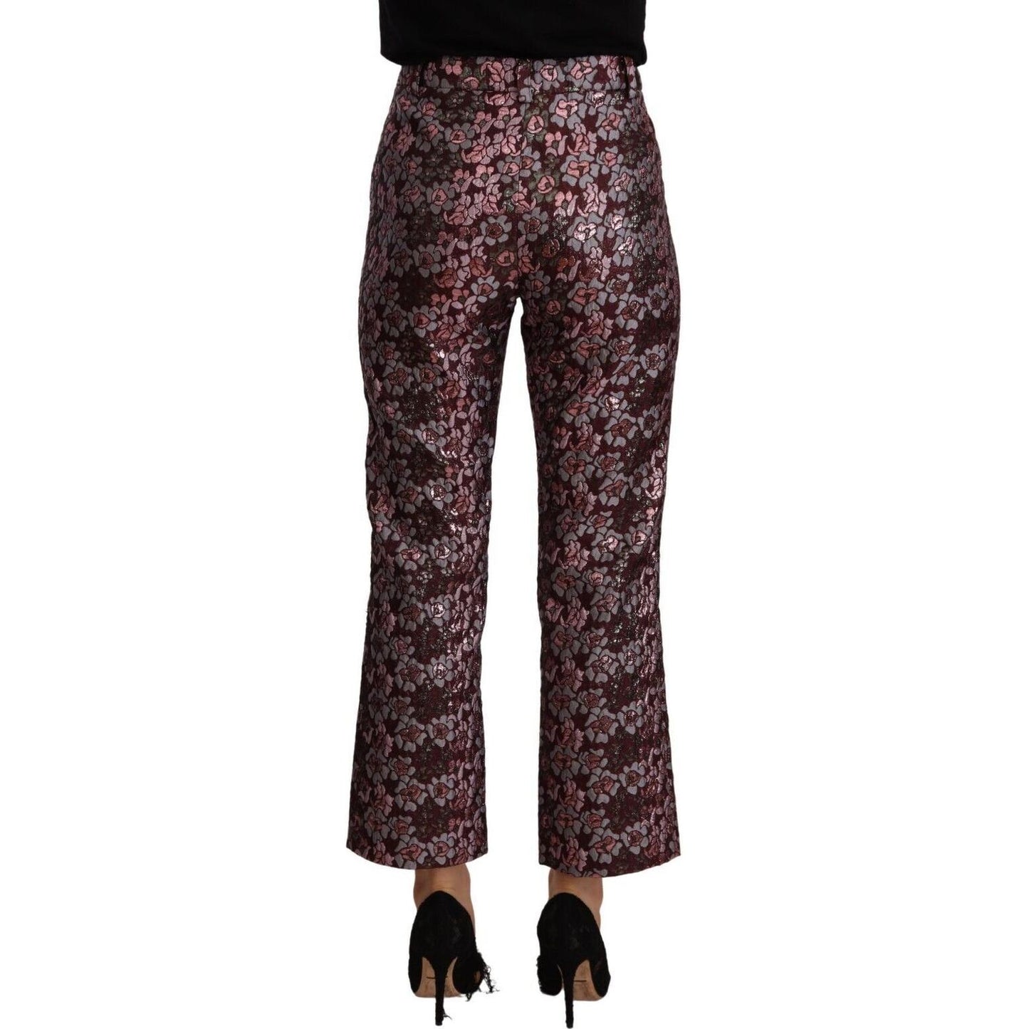 House of Holland High Waist Jacquard Flared Cropped Trousers House of Holland