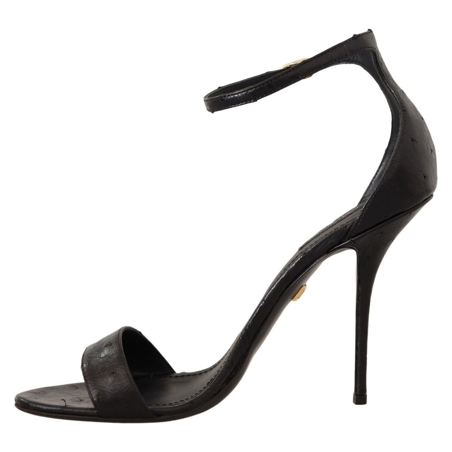 Dolce & Gabbana Elegant Ostrich Leather Ankle Strap Heels Dolce & Gabbana