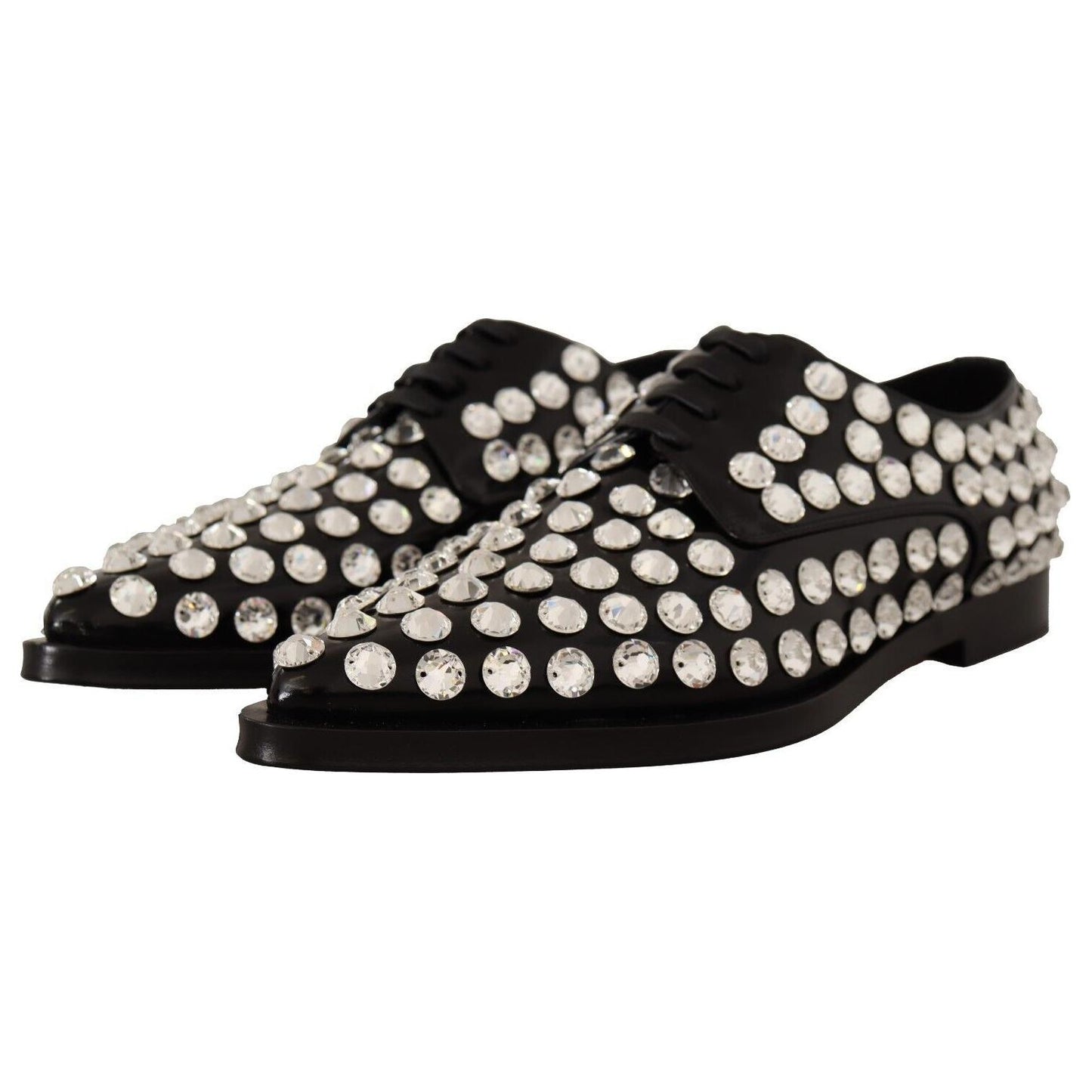 Dolce & Gabbana Crystal-Embellished Leather Formal Flats Dolce & Gabbana