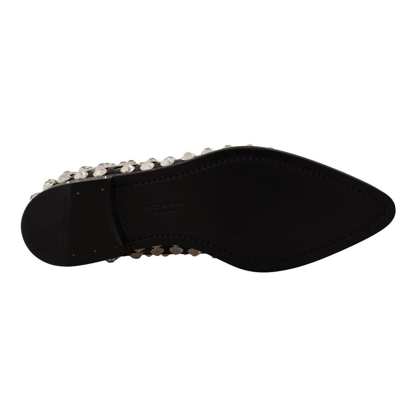 Dolce & Gabbana Crystal-Embellished Leather Formal Flats Dolce & Gabbana