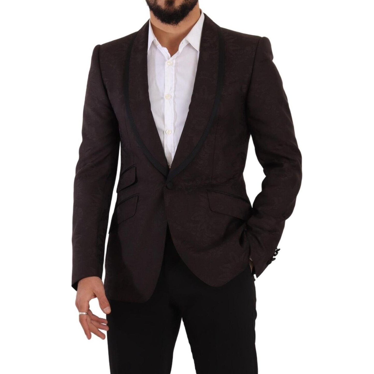 Dolce & Gabbana Purple Jacquard Single Breasted SICILIA Blazer