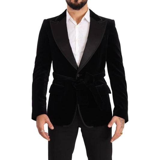 Dolce & Gabbana Black Velvet Single Breasted One Button Blazer 1728,31% Silk,67345645728,9% Polyester (Velvet),Black,Blazers - Men - Clothing,Blazers - Suits & Blazers - Clothing,Clothing,Dolce & Gabbana,IT48 | M,Material: 60% Cotton,Men,Men - Clothing,Ne
