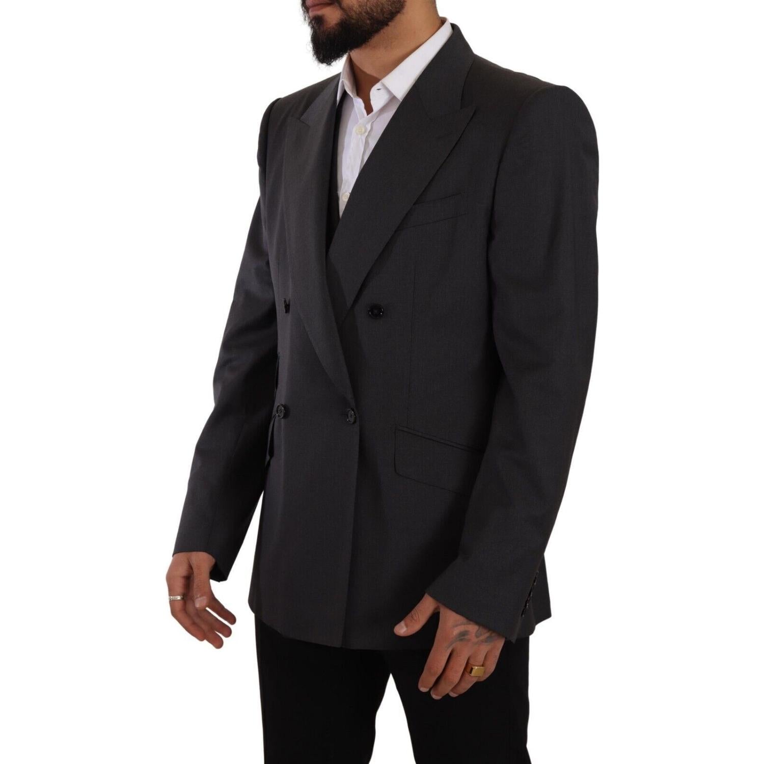 Dolce & Gabbana Gray Double Breasted 2 Piece SICILIA Blazer
