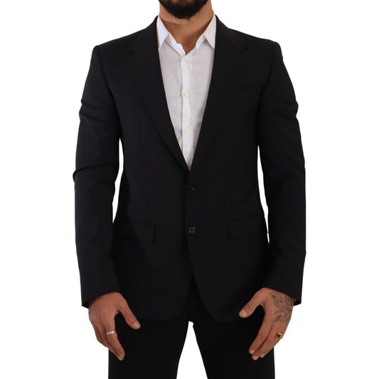 Dolce & Gabbana Black Slim Fit Vest 2 Button MARTINI Blazer 1728,4% Elastane,41% Polyester,67345645728,Black,Blazers - Men - Clothing,Clothing,Dolce & Gabbana,IT48 | M,Material: 55% Wool,Men,Men - Clothing,New with tags,Suits & Blazers - Clothing,Two-Piec