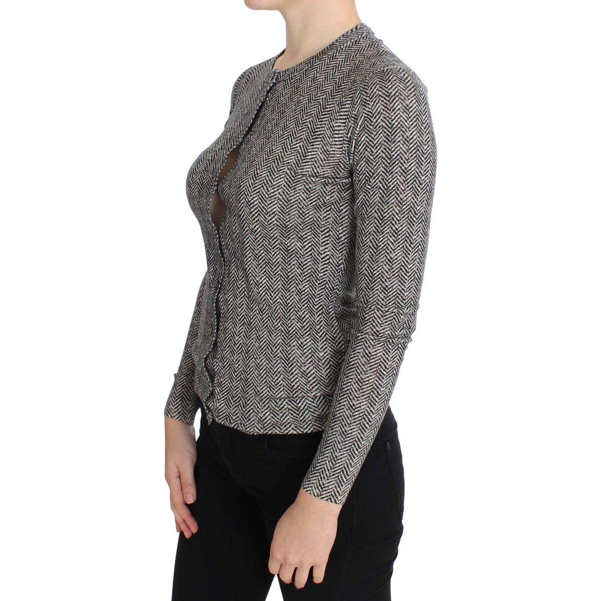 كارديجان صوف أنيق باللونين الأبيض والأسود من دولتشي آند غابانا