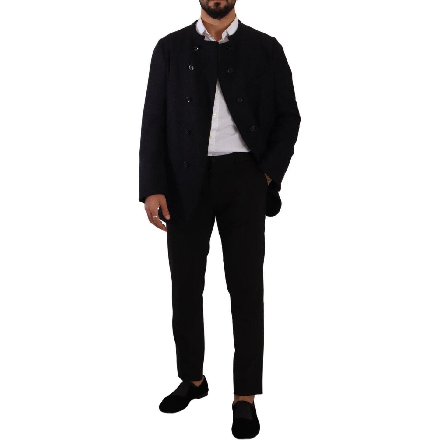 Dolce & Gabbana Gray Alpaca Button Down Men Coat Jacket