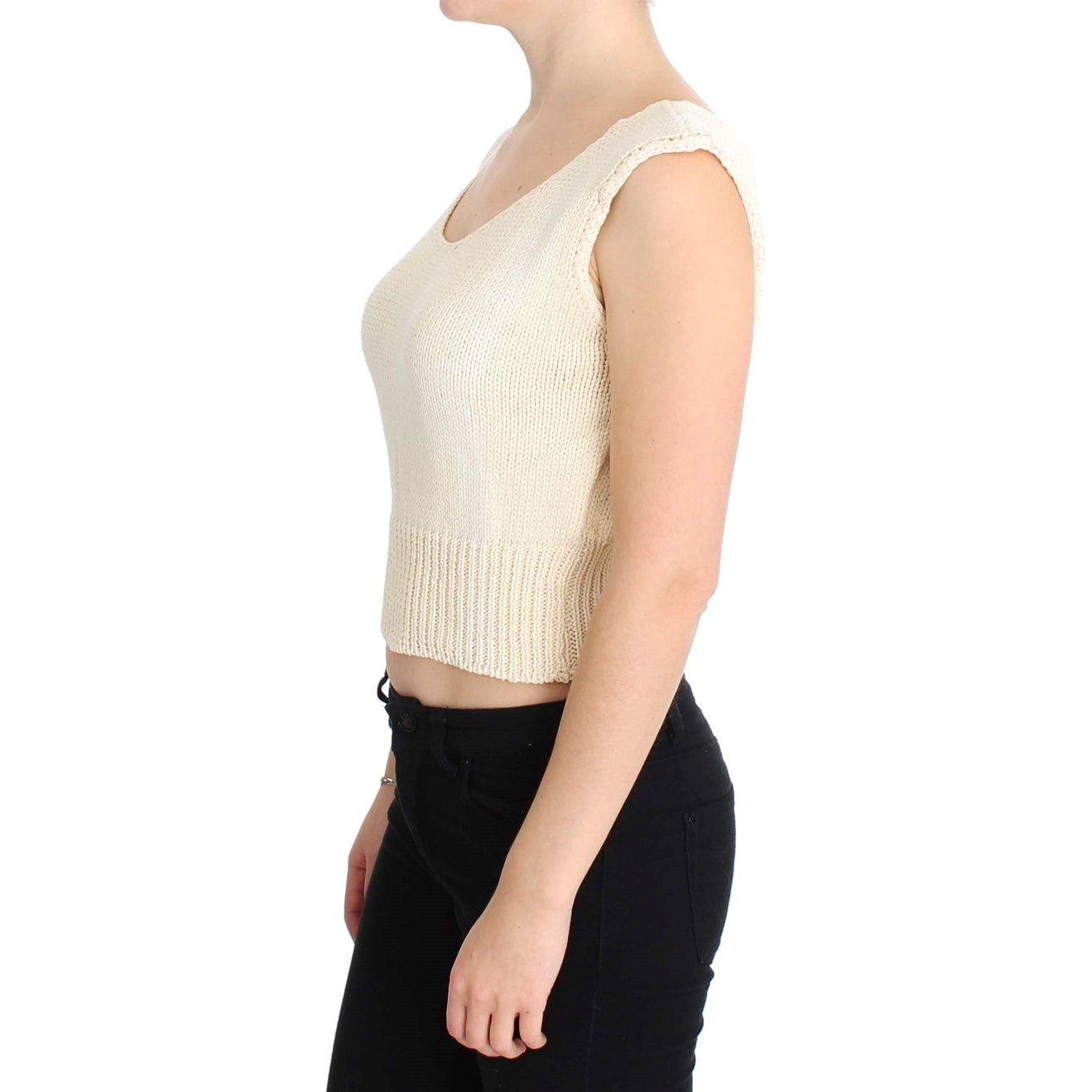 سترة محبوكة بدون أكمام باللون البيج من PINK MEMORIES