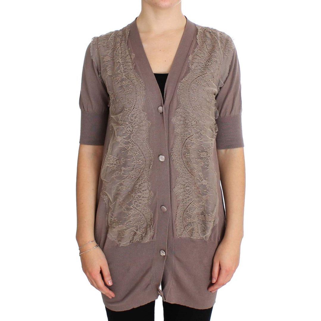 كنزة كارديجان أنيقة من القطن باللون الأرجواني من PINK MEMORIES