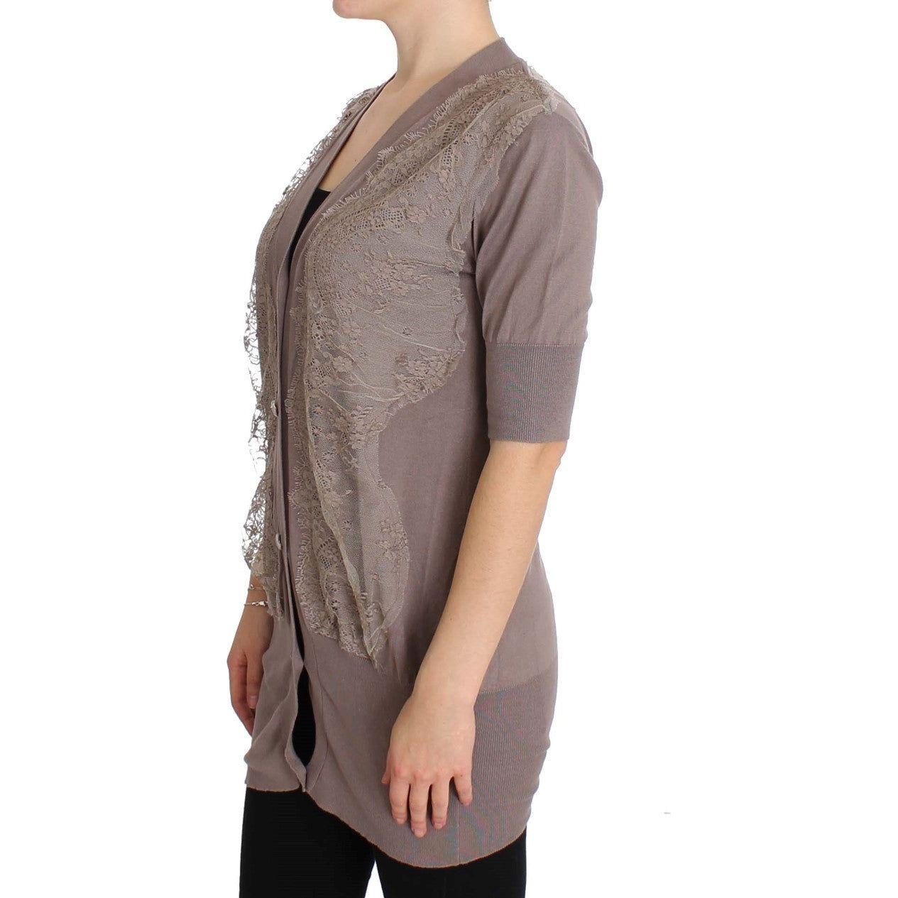 كنزة كارديجان أنيقة من القطن باللون الأرجواني من PINK MEMORIES