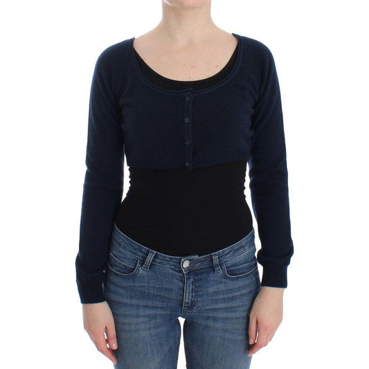 Ermanno Scervino Chic Cashmere-Blend Cropped Sweater in Blue Ermanno Scervino