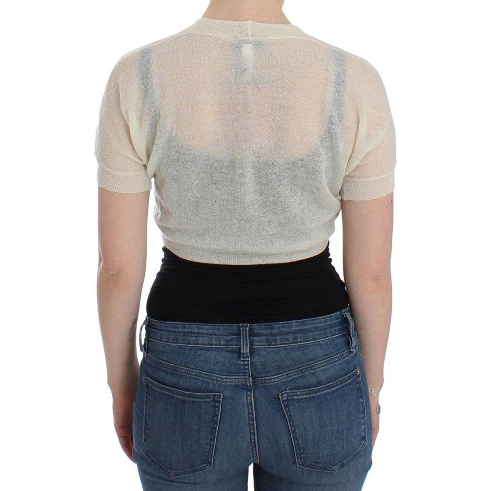 سترة Ermanno Scervino الأنيقة المقصوصة باللون الأبيض الفاتح من مزيج صوف الألبكة