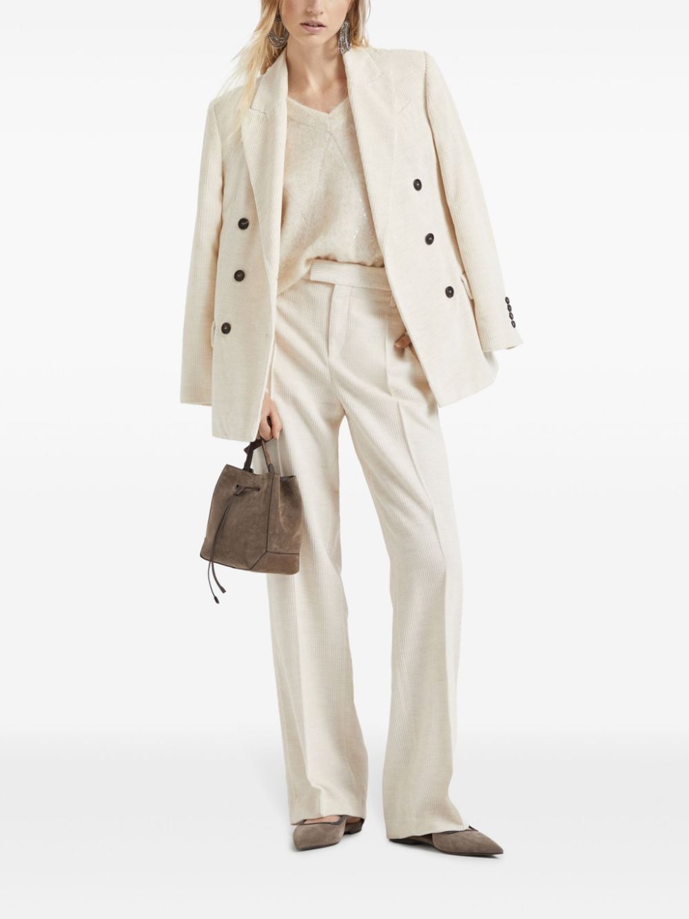 Brunello Cucinelli corduroy peak lapels double-breasted Jackets Ivory Jackets Brunello Cucinelli