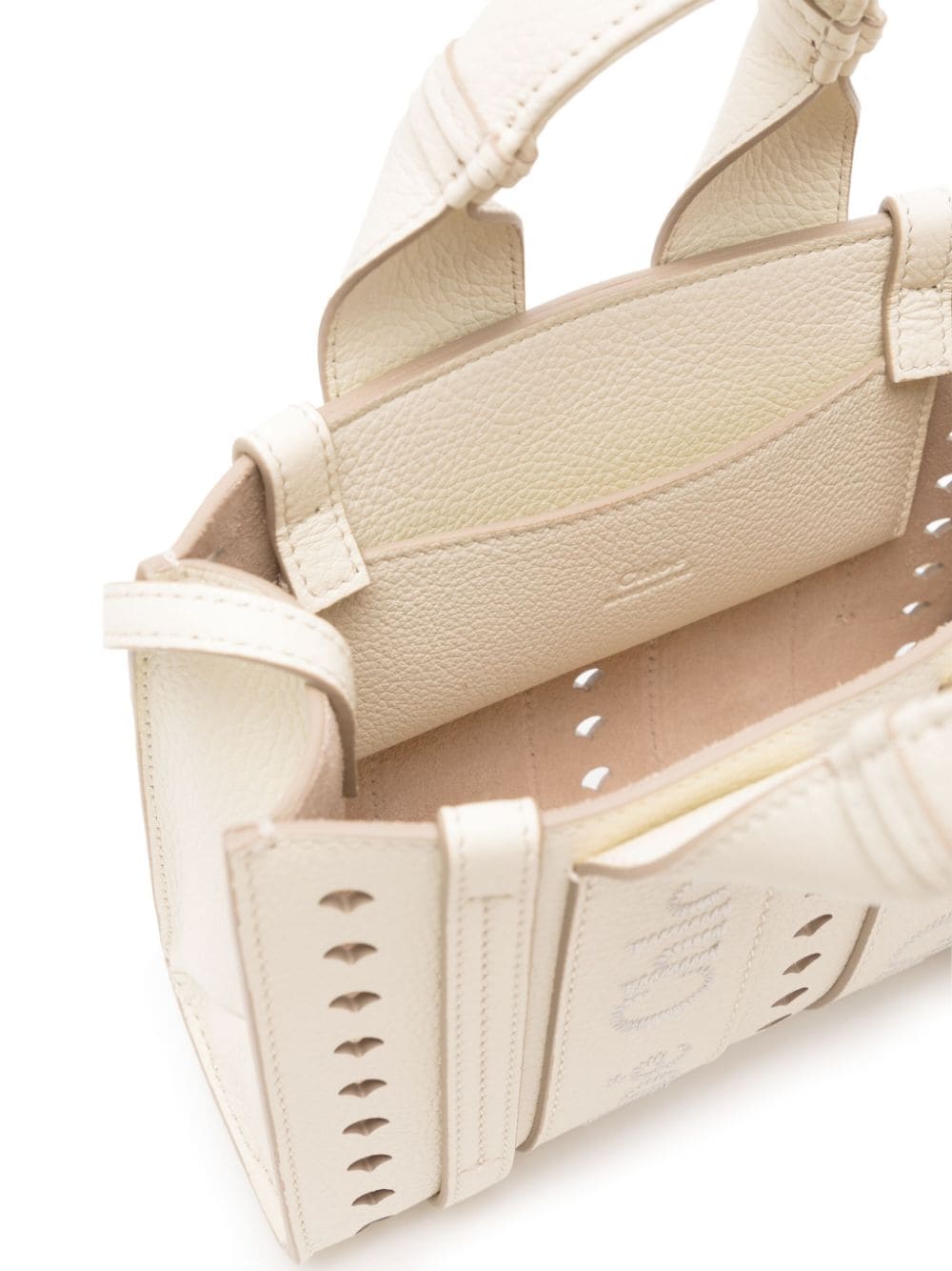 Chloè Ivory Leather Perforated Tote Bag Shopper Chloè