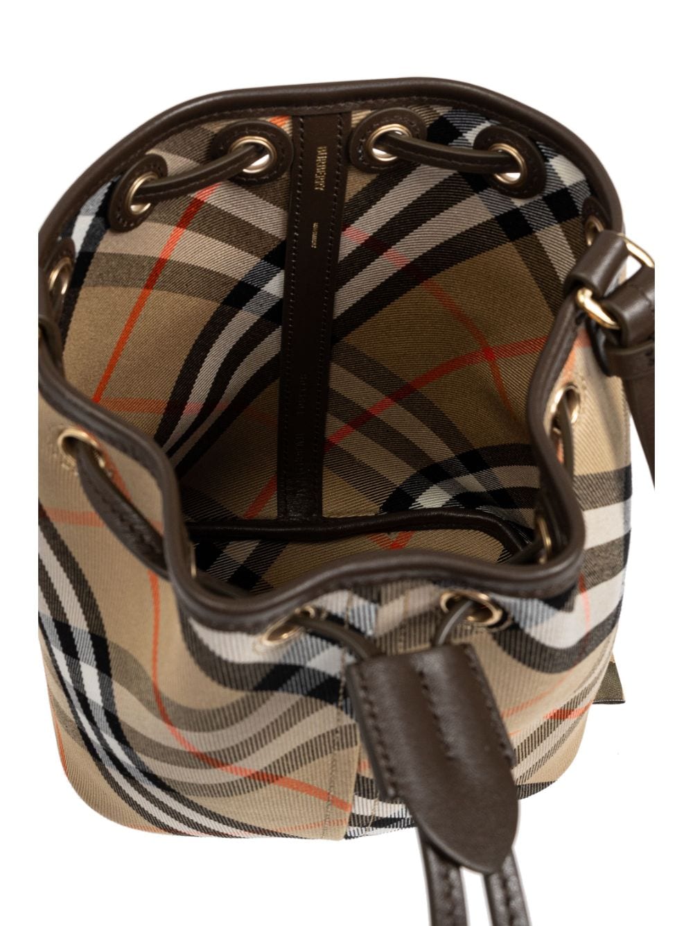 Burberry beige cotton check pattern Bucket Bag Shoulder Burberry